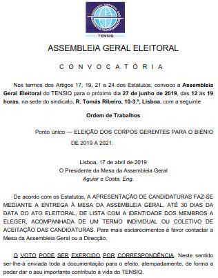 Convocatoria AG Eleitoral 2019