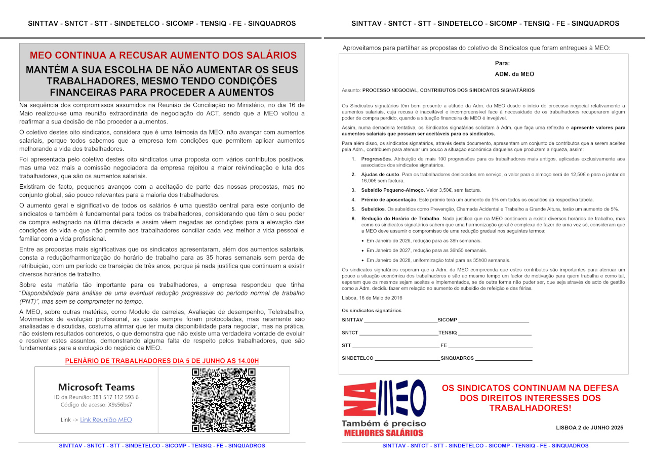 Negociacoes ACT 2025 - Plenário 5 de junho (Comunicado conjunto)
