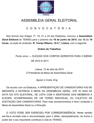 Convocatoria A G Eleitoral 2015